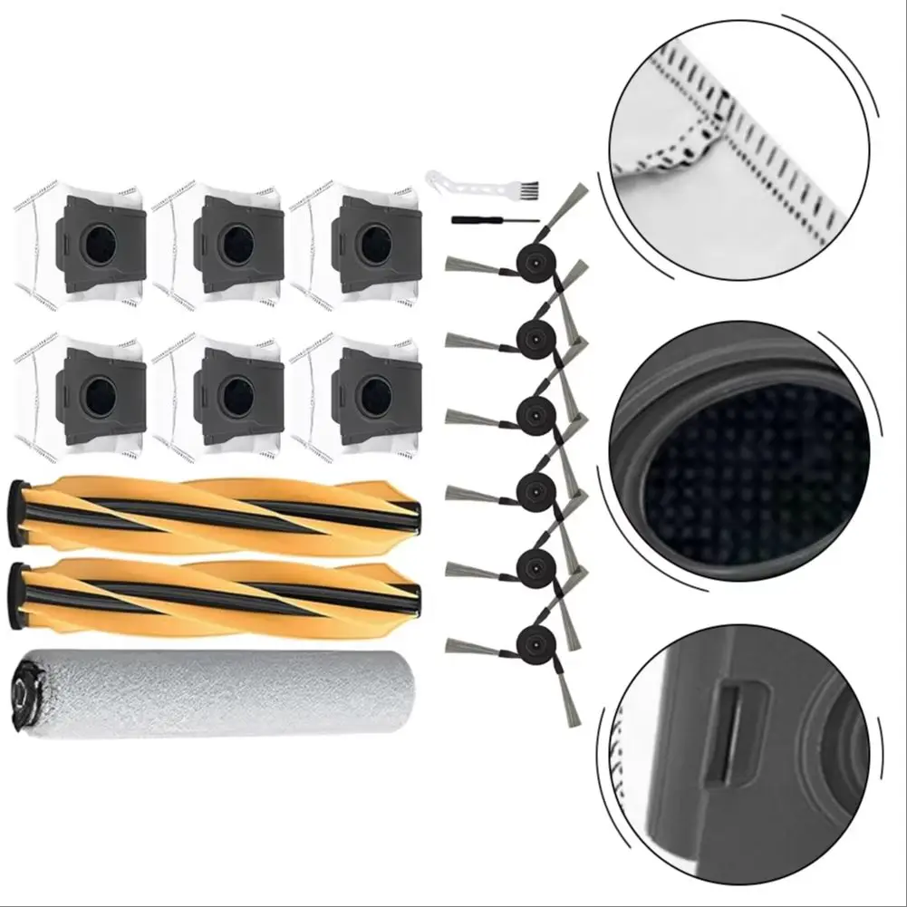 

Rubber Main Brushes Dust Bags Rolling Mop Side Brushes Cleaning Tools For Mova Z60 Ultra Robot Vacuum Cleaner Clean Backup Kit