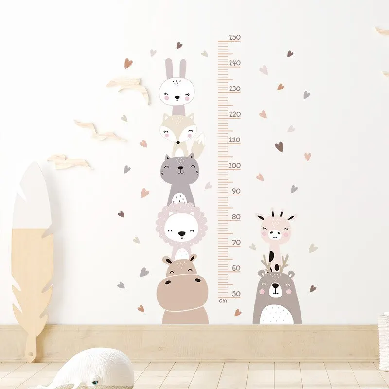 1Pcs Cute Cartoon Kids Height Measuring Ruler, Baby Room Stickers, Beautiful and Not Hurt the Wall