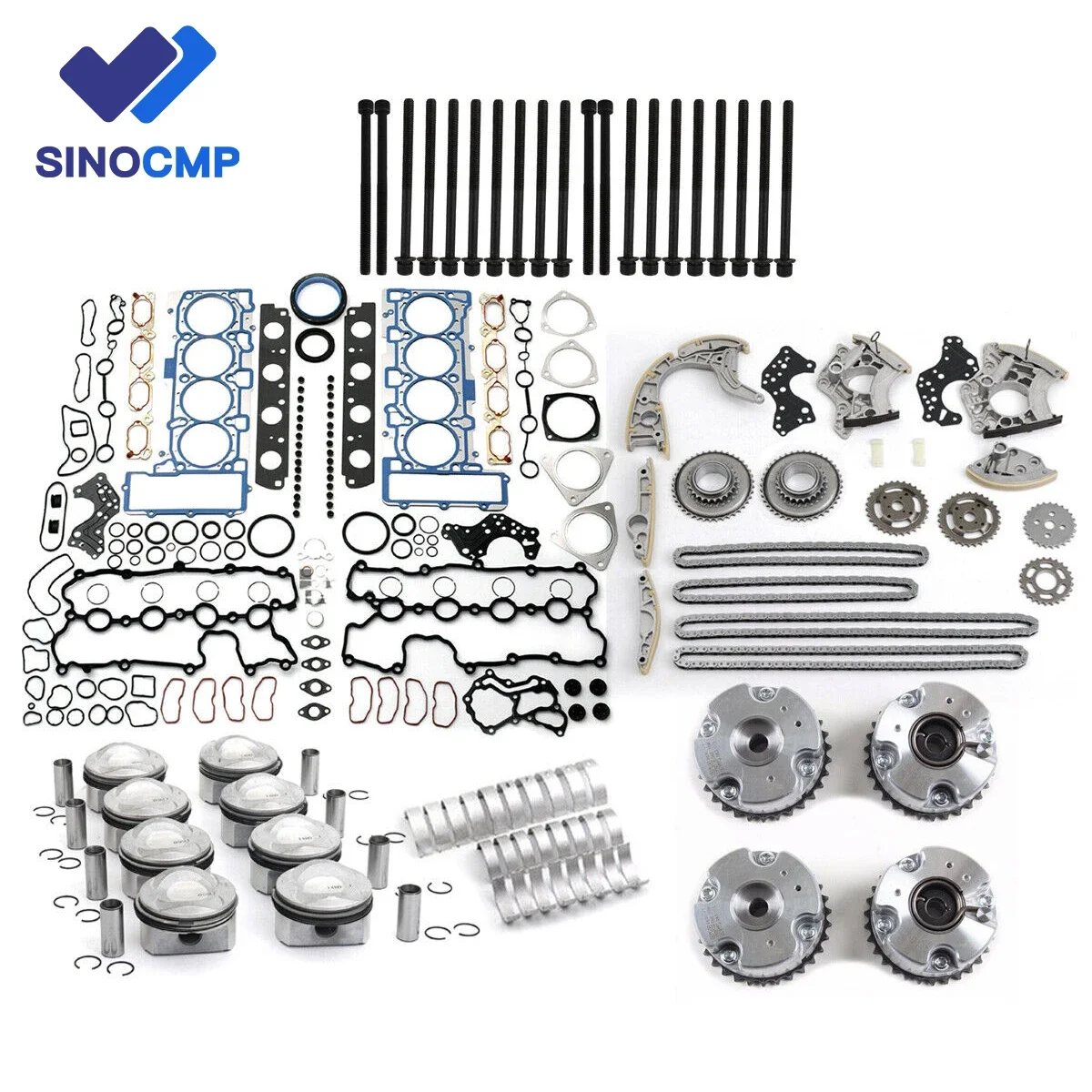 

079107065DC 077198151L 079105561AJ 06E109083L Engine Overhaul Rebuild Kit & Timing Kit VVT Gear For VW Audi S5 Q7 A6 A8 S5 4.2L