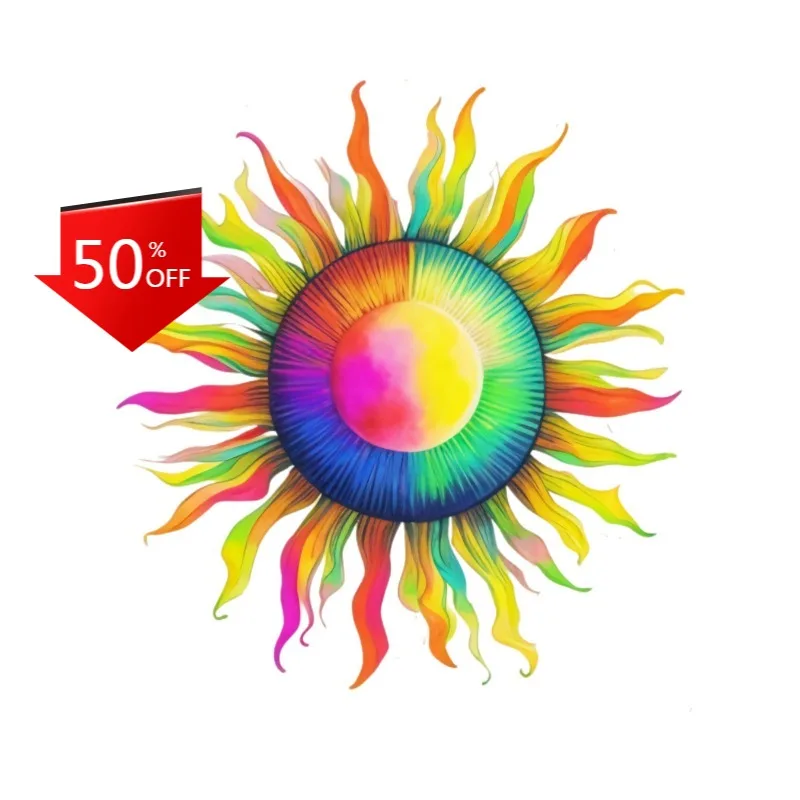

Sun Sticker Beautiful Colorful Rainbow Rays Summer Vibrant Positive Vibes Waterproof Stickers Decoration