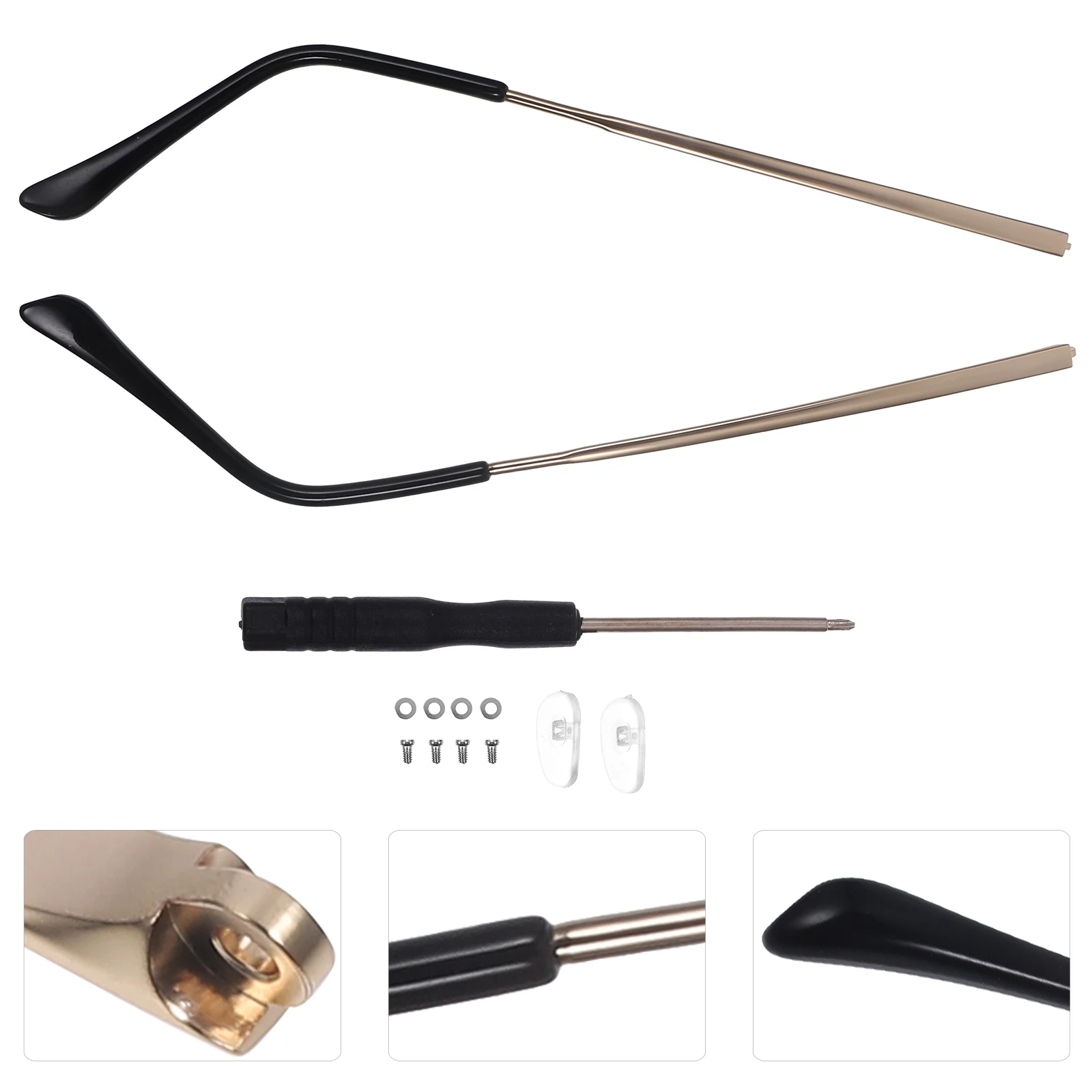 

Glasses Repair Kit Thin Metal Eyeglass Replacement Temple Arms for Broken Spectacle Legs Black Color Universal Fit