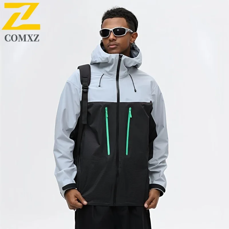 

Мужская зарядная куртка с цветными блоками, твердая оболочка, уличная ветрозащитная водонепроницаемая дышащая куртка с капюшоном, ветровка для отдыха и лагеря