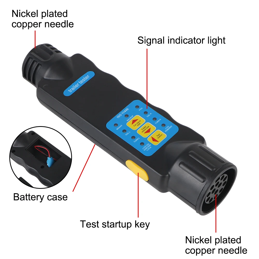 12V Anhänger-Tester 7-Pin/13-Pin LED-Anzeige Abschleppstangen-Licht Verkabelungs-Steckdosentester, Diagnose für Wohnwagen-LKW-Anhänger-Steckverbinder – Detail 1