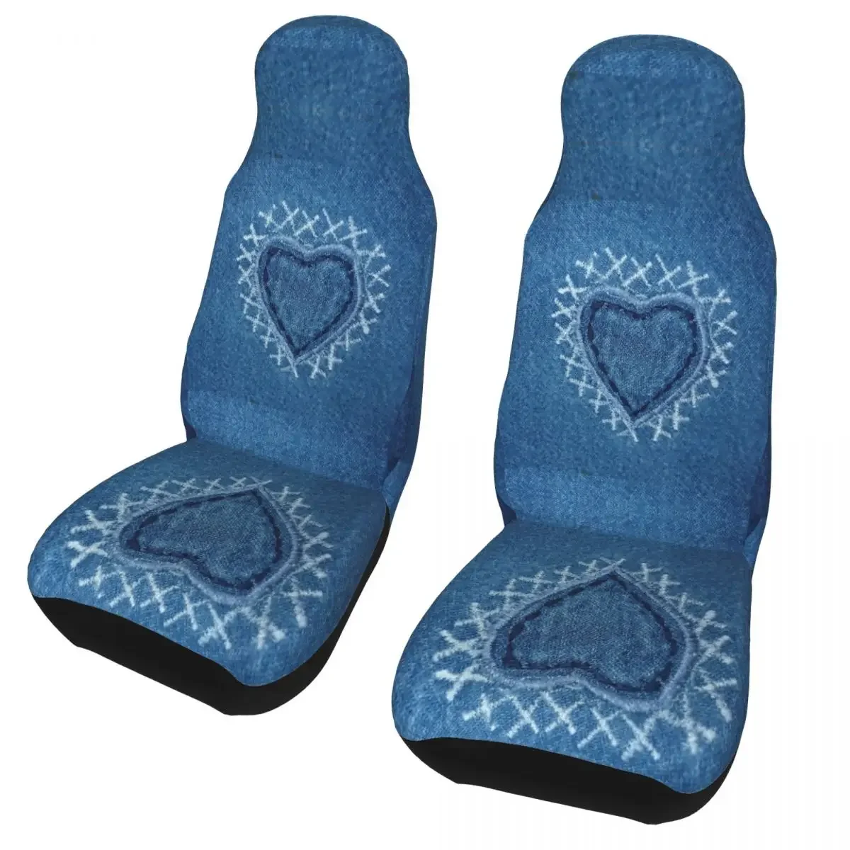 

Denim Heart Universal Car Seat Cover Protector Interior Accessories For All Kinds Models Pattern Car Seat Mat Fiber Car Styling
