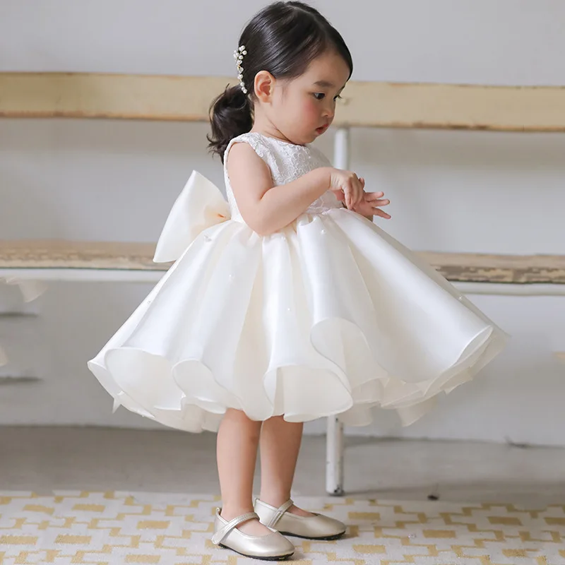 Lovely White Party Dresses for Flower Girl Dress for Wedding Girls Luxury Gowns Little Baby Elegant Baby Kid Birthday Prom