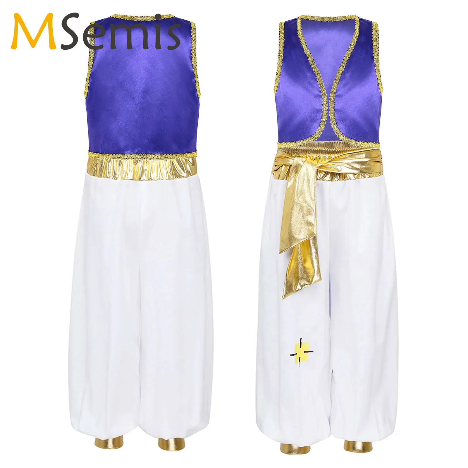 Herren Halloween arabischen Prinzen Cosplay Kostüme Thema Party Bühnen performance Aladin Rollenspiel Outfit Weste mit Gürtel hose