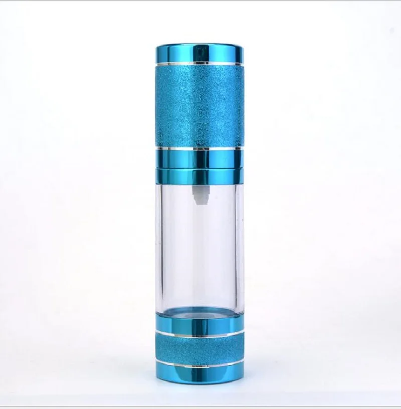 Garrafa mal ventilada rosa/azul de 15ml, tampa rosa transparente para soro/loção/emulsão/essência/óleo/base/gel embalagem cosmética