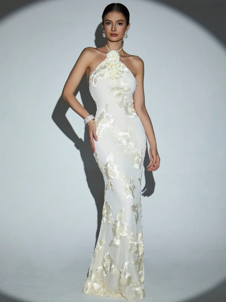 

Длинное вечернее платье Ele Ne Hanging Dr с вышивкой Me Slim Fit для свадебных выступлений и повседневной носки