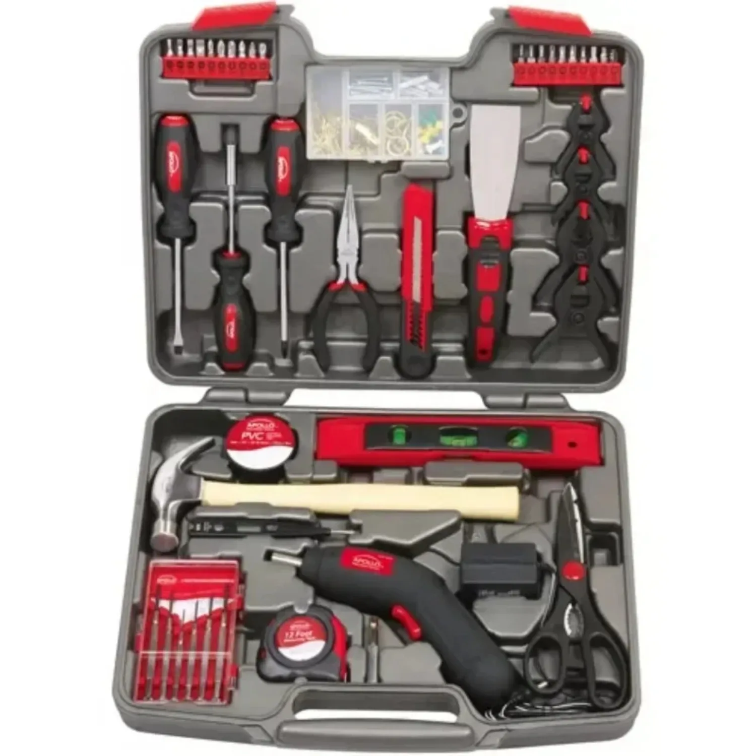 144 Piece Household Tool Set w/ Convenient Cordless Screwdriver & Most Used Tools in Sturdy Carrying Case - DT8422