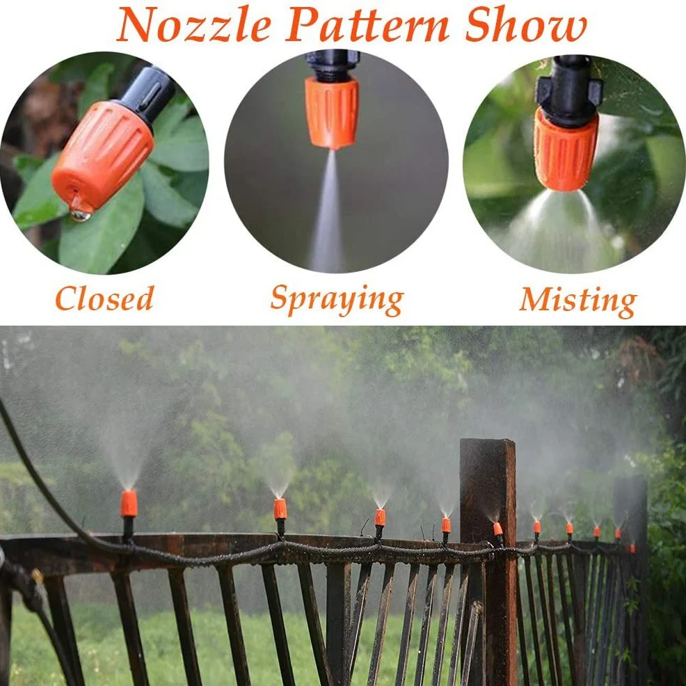 A44I-60 Pcs Micro-Spray Adjustable Flow Irrigation Drippers, Garden Adjustable Sprinkler Drip Irrigation Misting Drip Kit