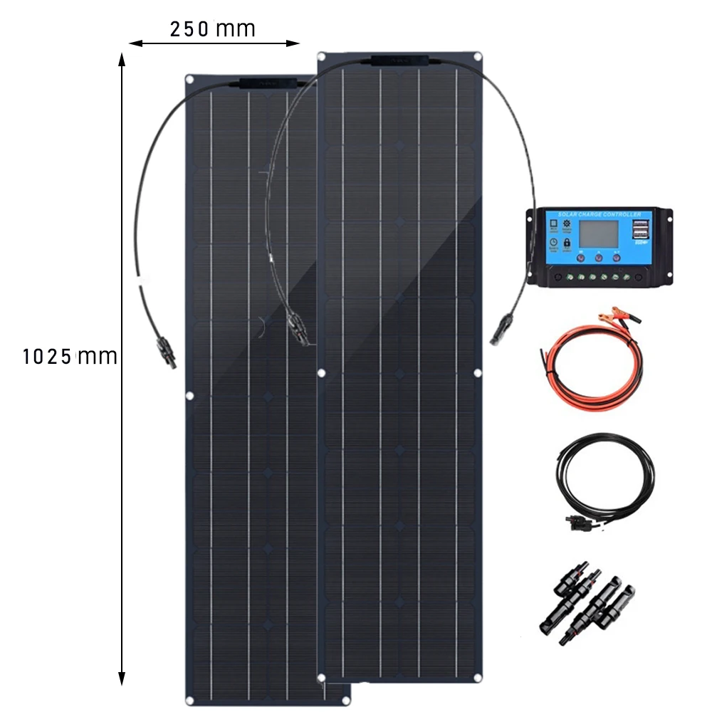 50W 100W elastyczny zestaw paneli słonecznych 12V ładowarka monokrystaliczna komórka układ słoneczny moduł dla domu samochód kempingowy RV łódź