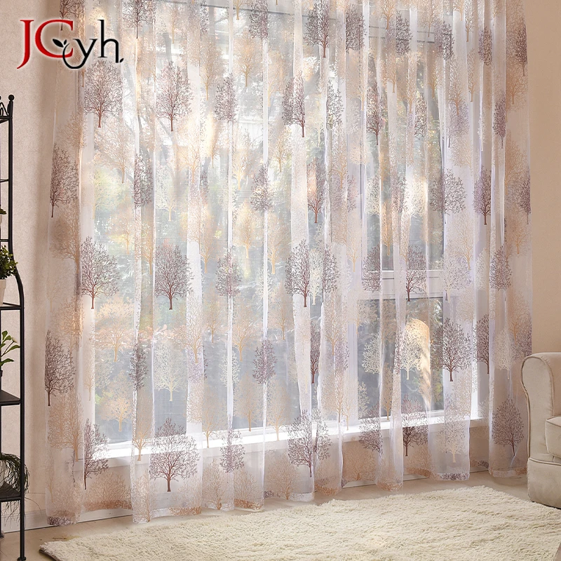 Living Room Sheer Curtains for Windows Transparents Tulle Curtain for Kitchen Door Rideaux Voilage Pattern Cortina Bedroom Decor