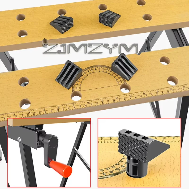 Multi Adjustable Workbench Woodworking Hardwood Work Bench for Workshop DIY Office Home Use,Woodworking Worktable