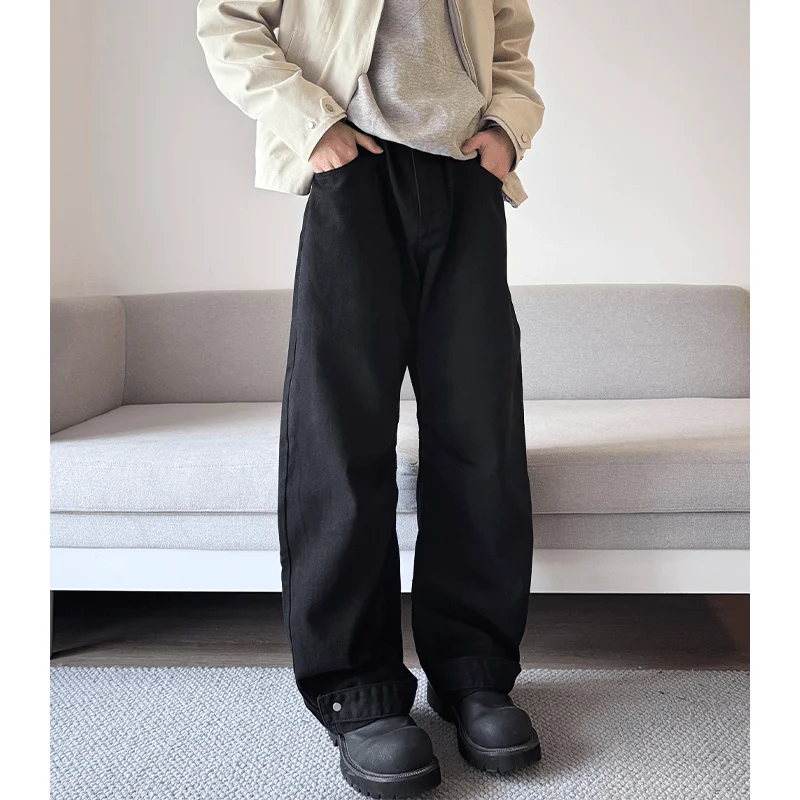 Plones vaqueros americanos Retro con borde de cuchillo para hombre, ropa de trabajo pada de calle, plones hoados...