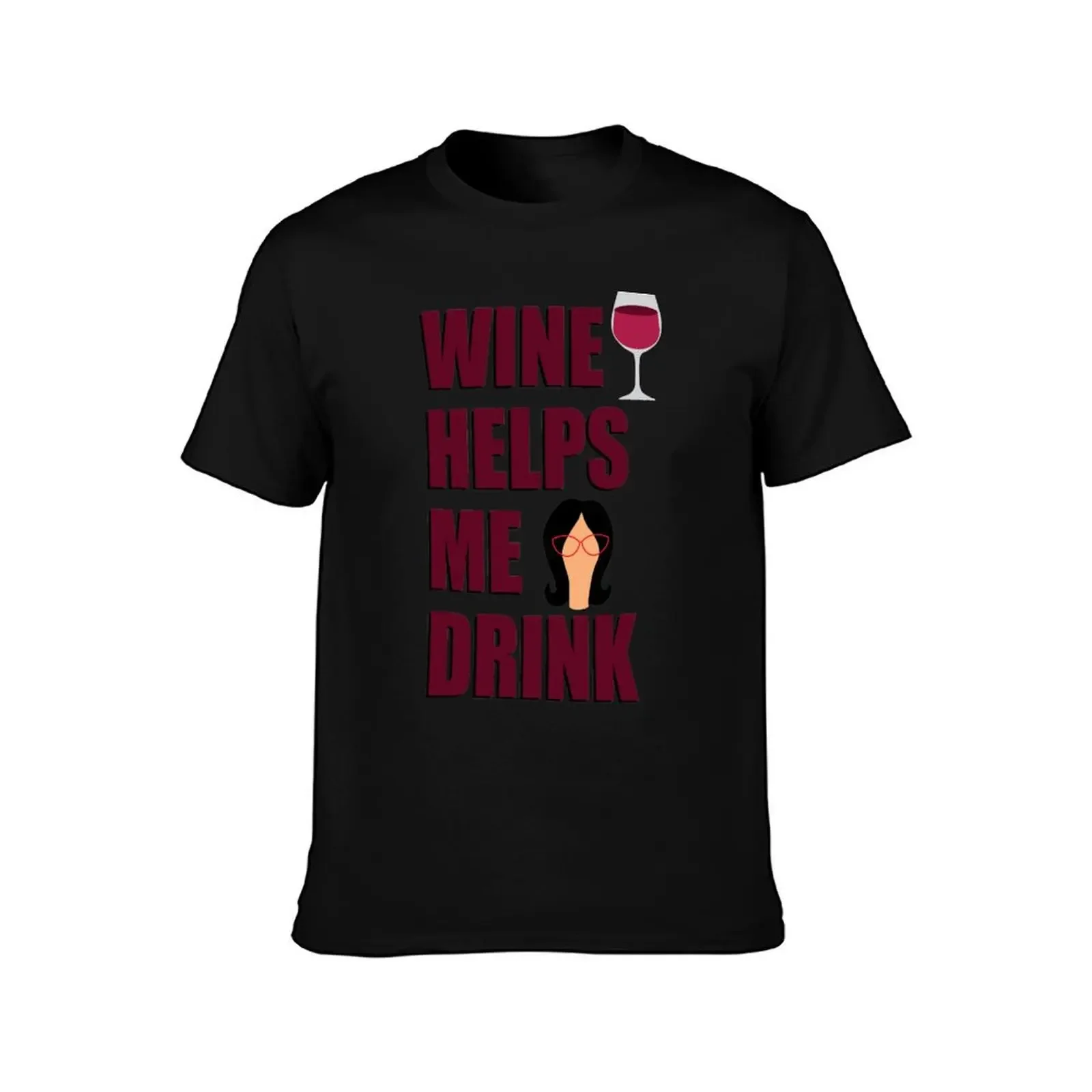 Wine Helps Me Drink T-Shirt vintage graphic tee kawaii clothes animal prinfor boys cute clothes mens graphic t-shirts hip hop