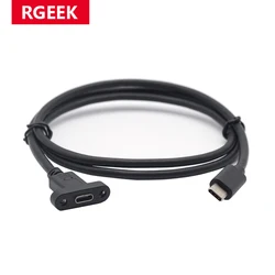 RGEEK 0.5M 1M Panel Mount Type-C USB-C Male To Female Extension Cable With Screw Hole Lock Connector Cable
