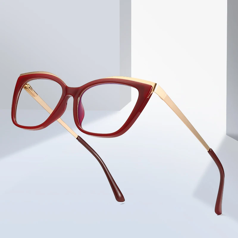 JMISUS Mode Cateye Progressieve Brillen op sterkte Hoogwaardige Metalen Vlinder Bijziendheid Bril Vrouw Optische Brillen