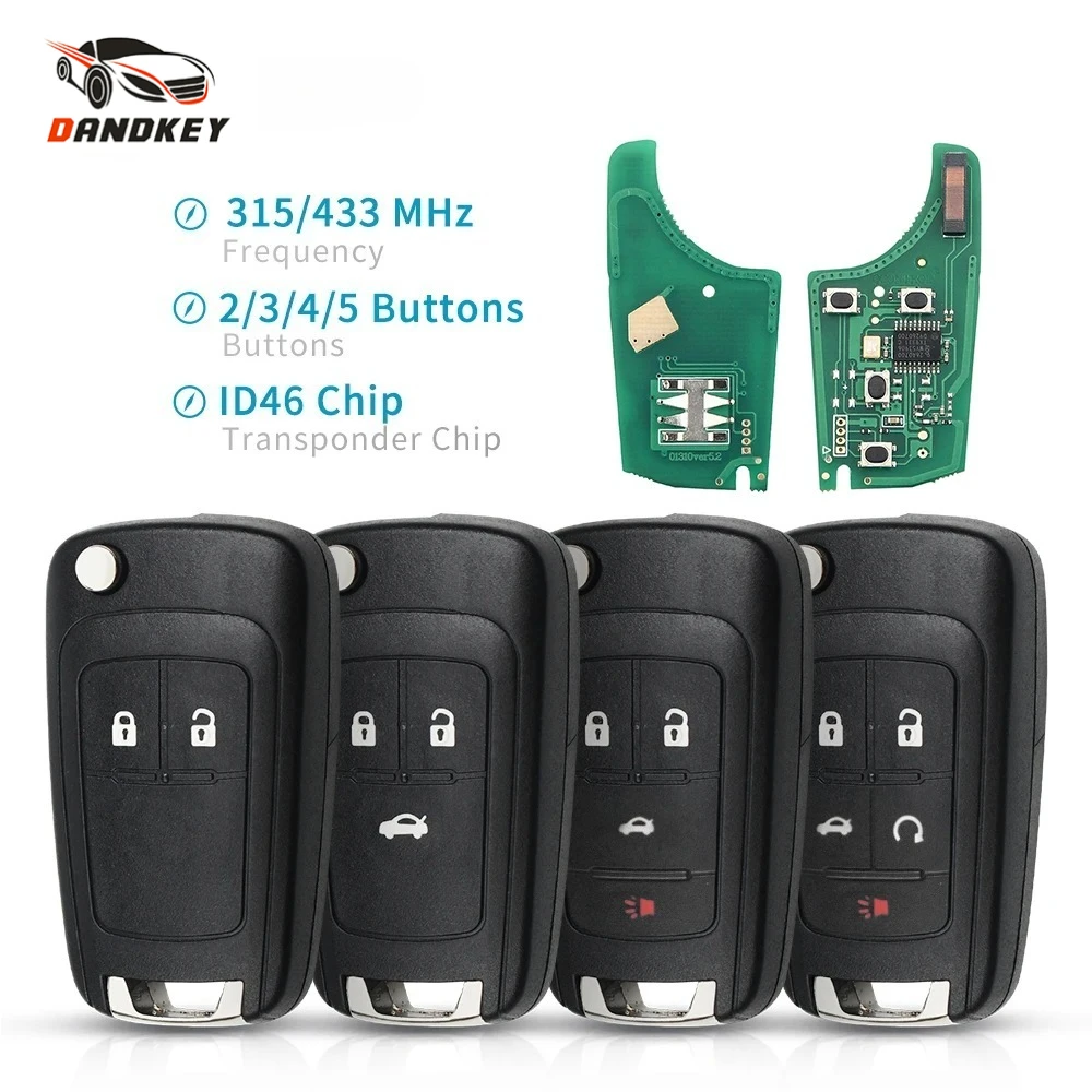 

Dandkey 315/433 МГц ID46 PCF7941 Автомобильный дистанционный ключ для Chevrolet Cruze Aveo Epica Lova Camaro Impala Trax Orlando 2/3/4 BTN