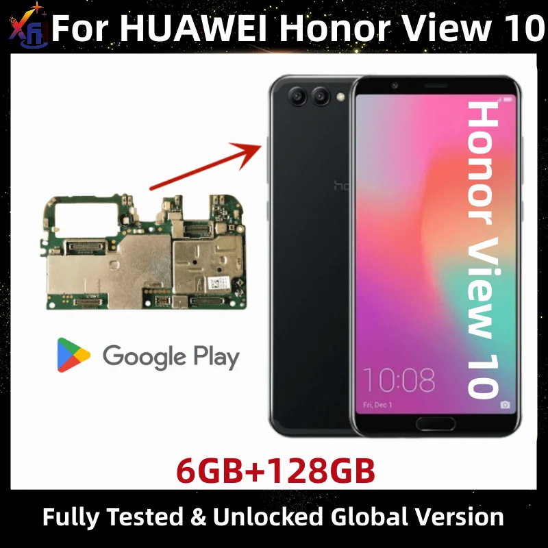 

Motherboard for HUAWEI Honor View 10, Unlocked Mainboard, 128GB, Global ROM, with Google Play Store Installed