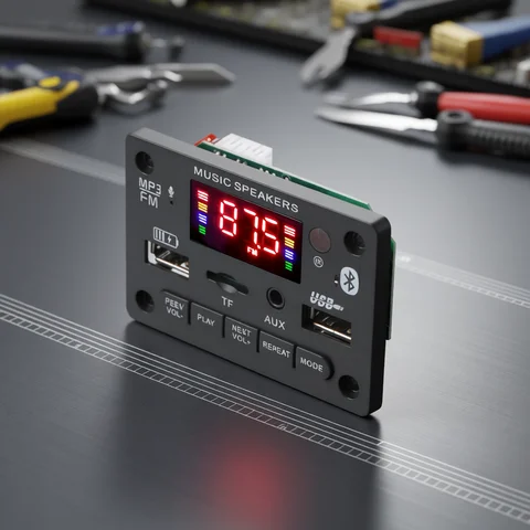 6V 12V Bluetooth 5.0 MP3 Decoding Board Module Wireless Car USB MP3 Player TF Card Slot USB FM with Microphone Handsfree control
