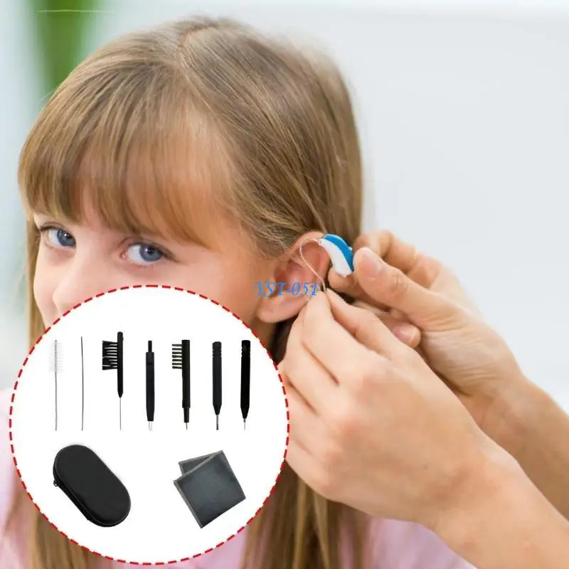 

E15A 9Piece Hearing Aids Care Set with Cleaning Brush for Travel Earwax Dust Removal