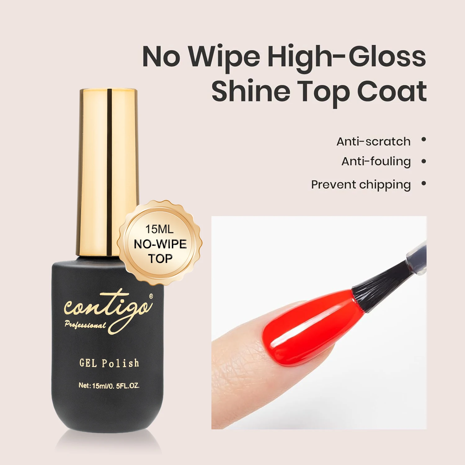 CONTIGO Sterke rubberen basisgel 15 ml Semi-permanente uv-led Glanzend Geen veeg Top Manicure Nagelbasislaag y Toplaag voor gelvernis