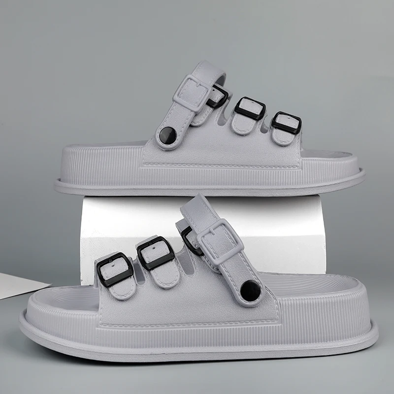 Mens Flat Sandals Platform Thick Soles 4.5cm Summer Beach Shoes Casual Style Sandalias Hombre Sandles Sandale Homme