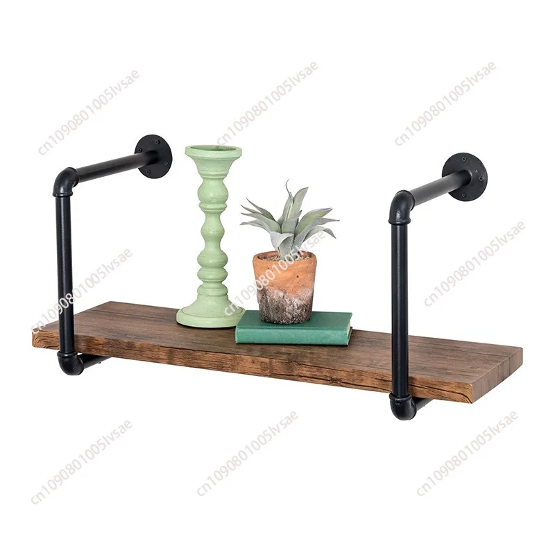 Wrought iron retro living room wall rack wall water pipe multi-layer storage rack