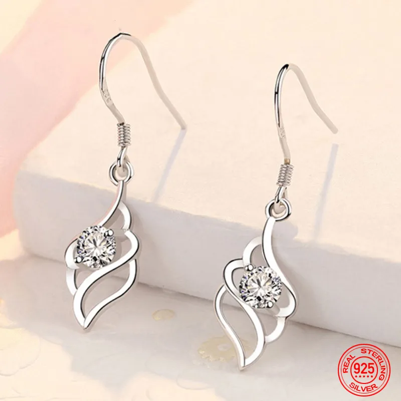 

925 Sterling Silver Zircon Dangle Earrings For Women Charm Wedding Jewelry Accessories