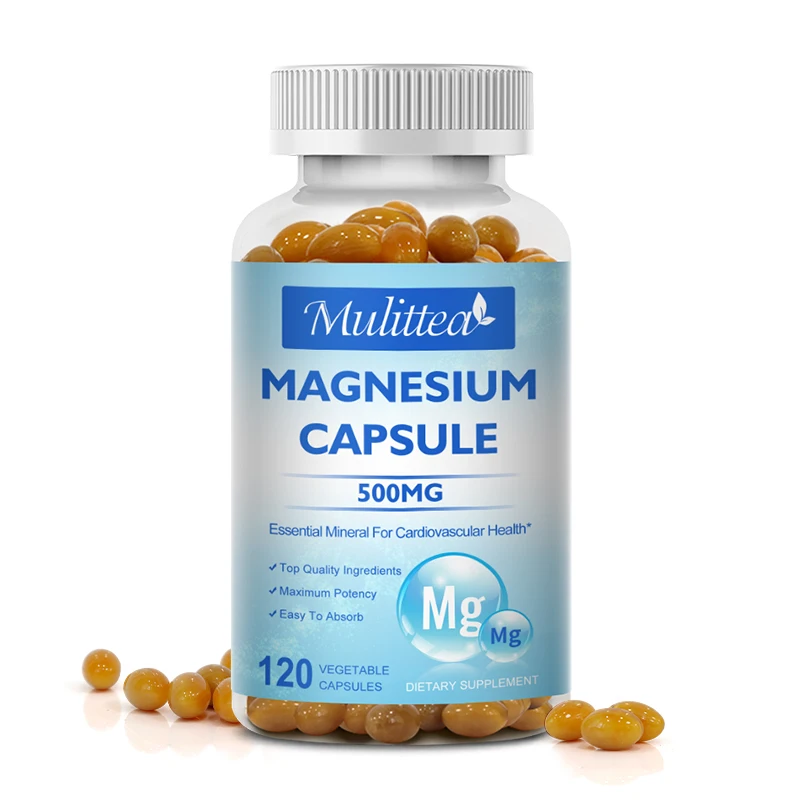 Mulittea 500mg Magnesium Capsules Helps Joint & Heart Health and High-quality Sleep Muscle Relaxation Relieve Anxiety