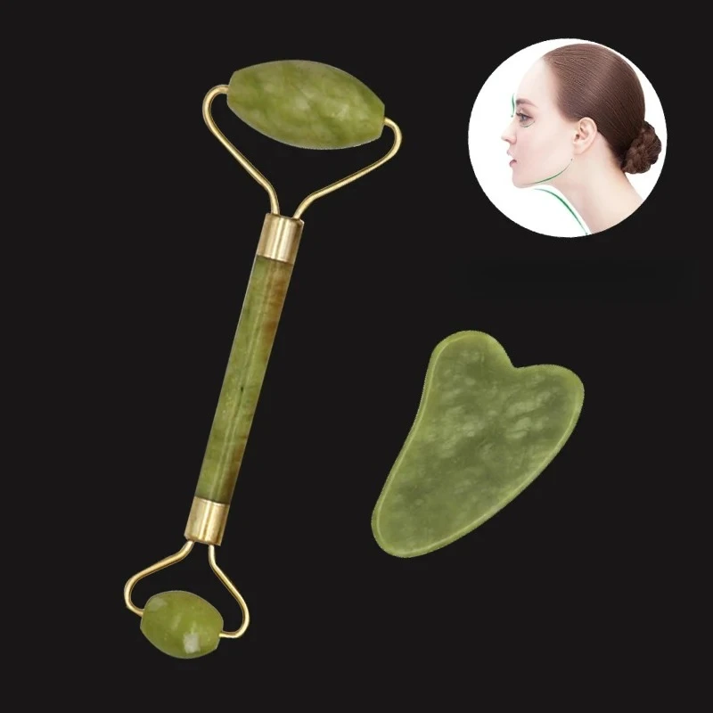 Facial Massage Roller Guasha Board Double Heads Jade Stone Face Lift Body Skin Relaxation Slimming Neck Thin Lift Tool 1pcs/2pcs
