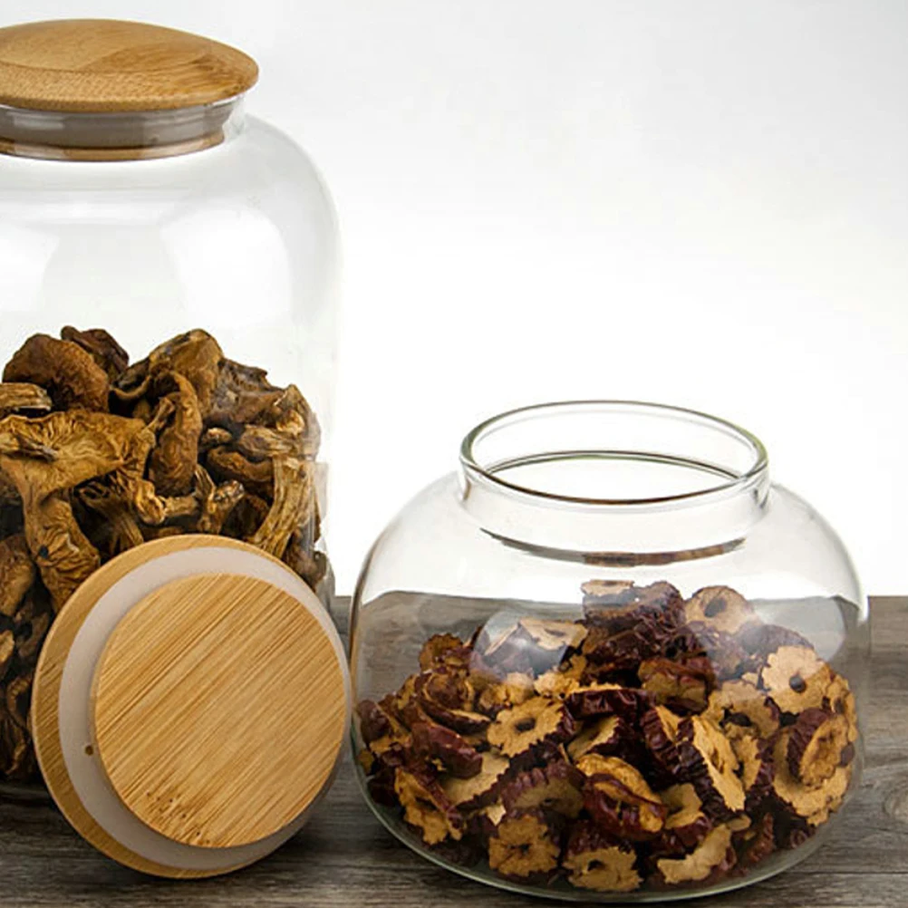 

550 Ml Bamboo Lid Glass Jars Containers Grain Snack ganizer Spice Holder Transparent Sealed Kitchen Storage