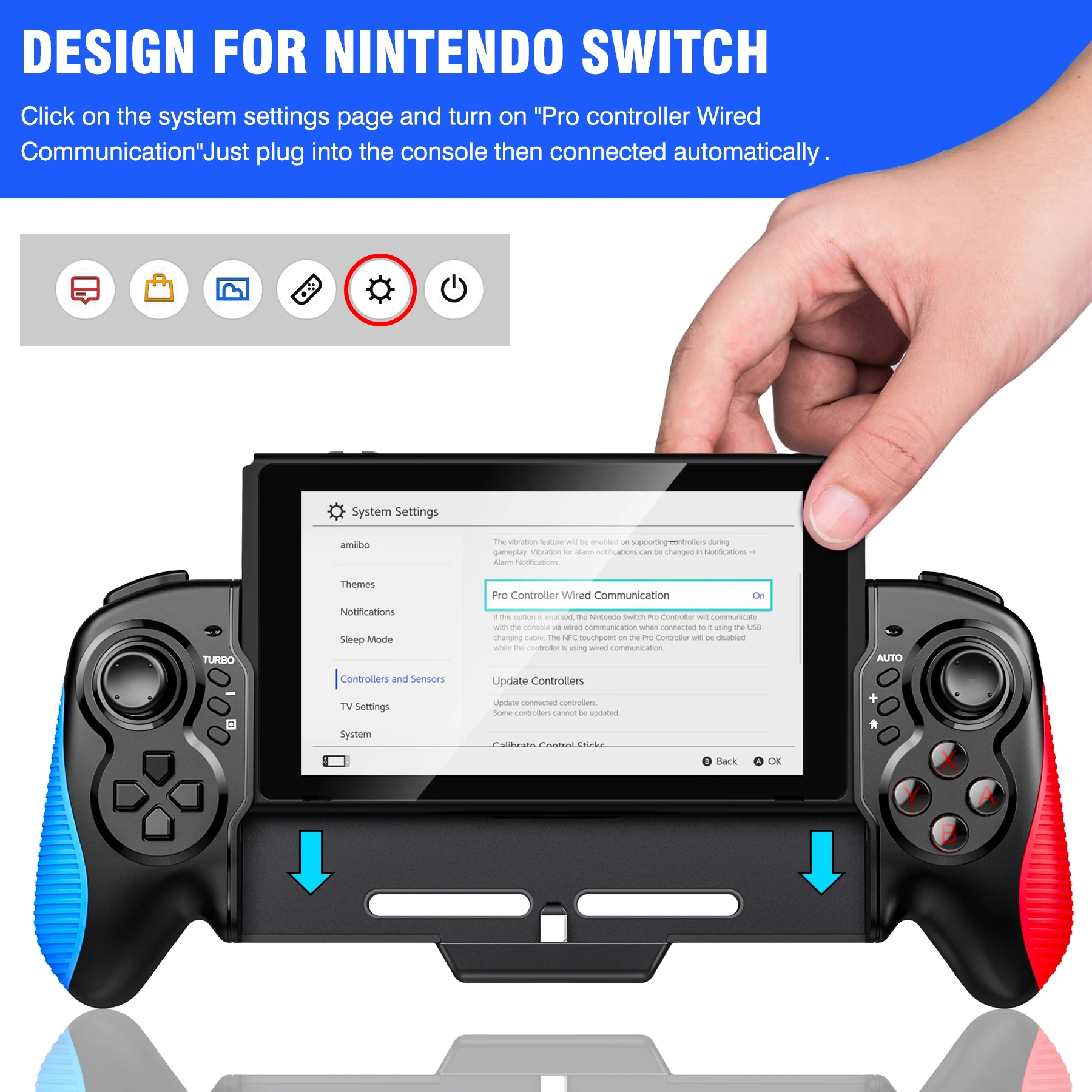 Mando de mano para Nintendo Switch, Joypad de vibración de doble Motor, giroscopio de 6 ejes incorporado