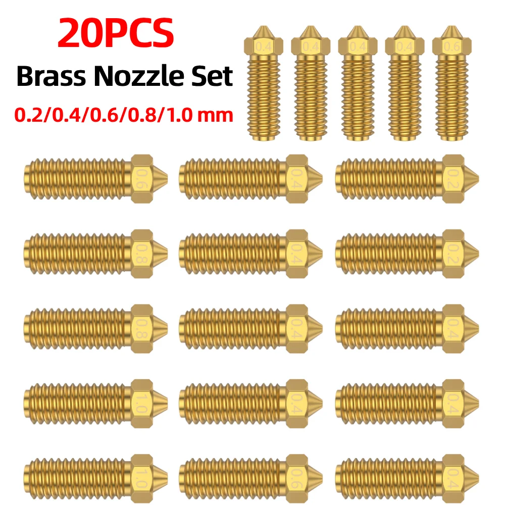 

20Pcs Top Quality Brass Volcano Nozzle For 3D Printers Hotend Excellent Thermal Conductivity for Fine Rapid Large Size Printing