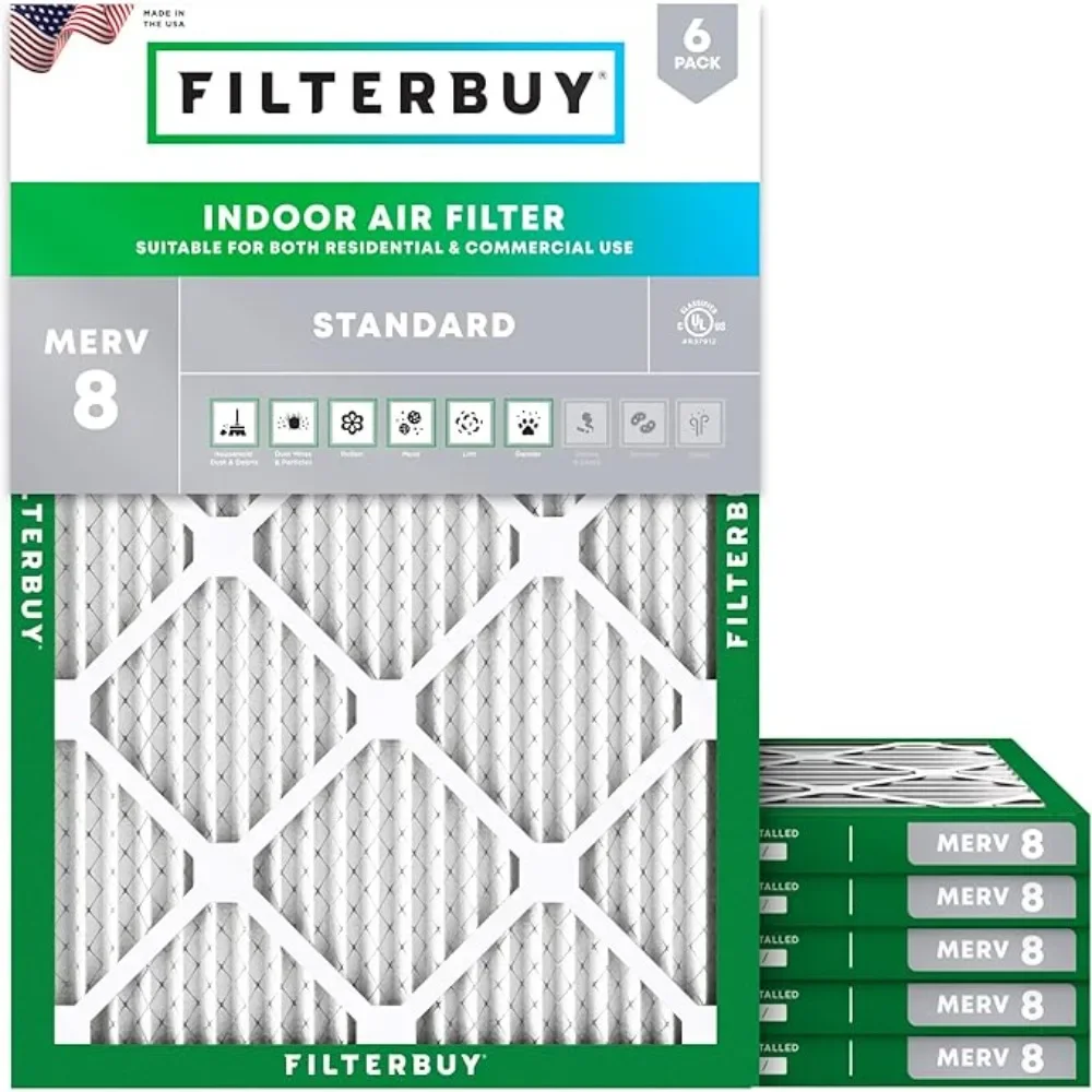 17.5x21x1 Air Filter MERV 8 Dust Defense (6-Pack), Pleated HVAC AC Furnace Air Filters Replacement 7.50 x 21.00 x 0.75 Inches