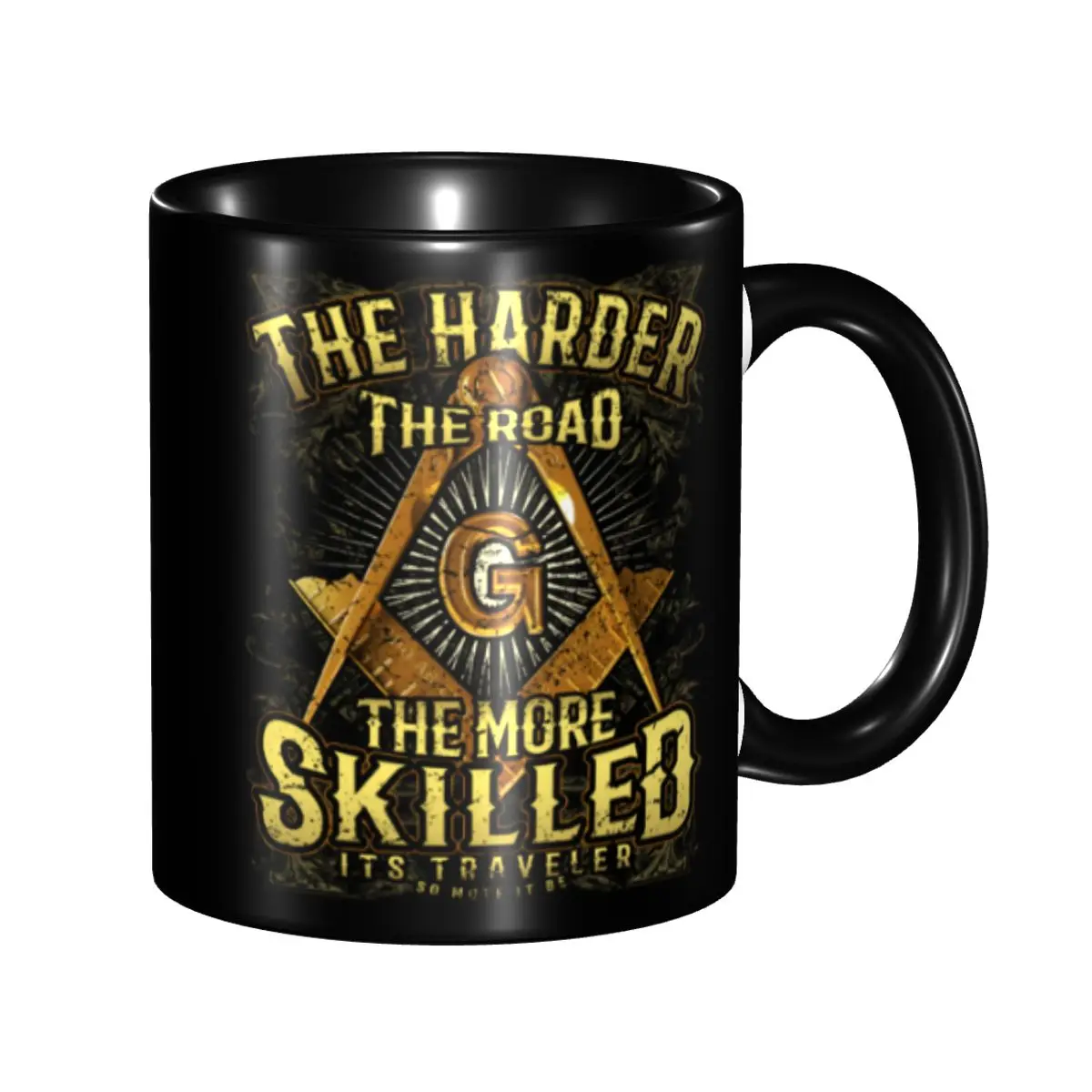 

Customized Harder Road Square & Compass Masonic Freemason Coffee Mug DIY Ceramic Milk Tea Cup