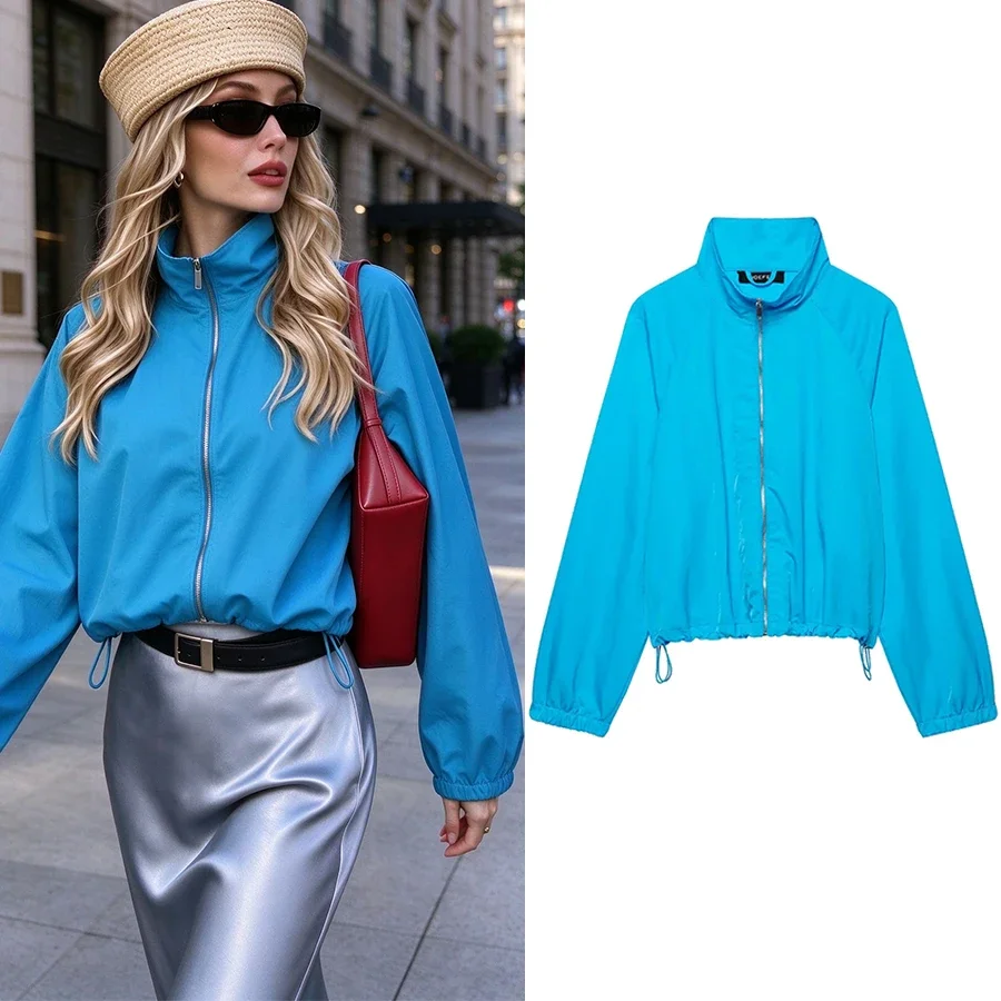 Streetwear Chic Women Casual Jackets For Women Long Sleeve Zipper Jacket Stand Collar Coat 2026 Autumn New Lady Outerwear