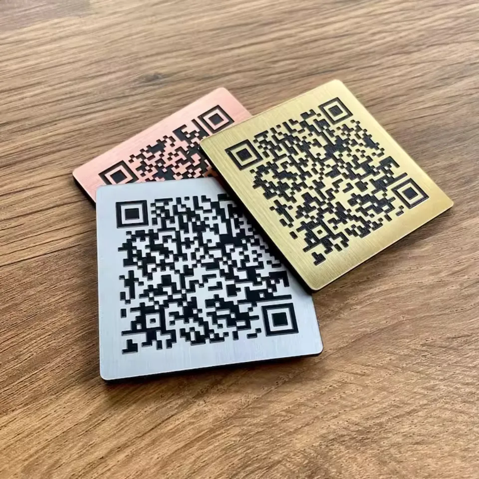 Custom Metallic QR Code Sign Self Adhesive Tabletop Plate Sign Display WiFi Password Place Number Price Durable Waterproof Tags
