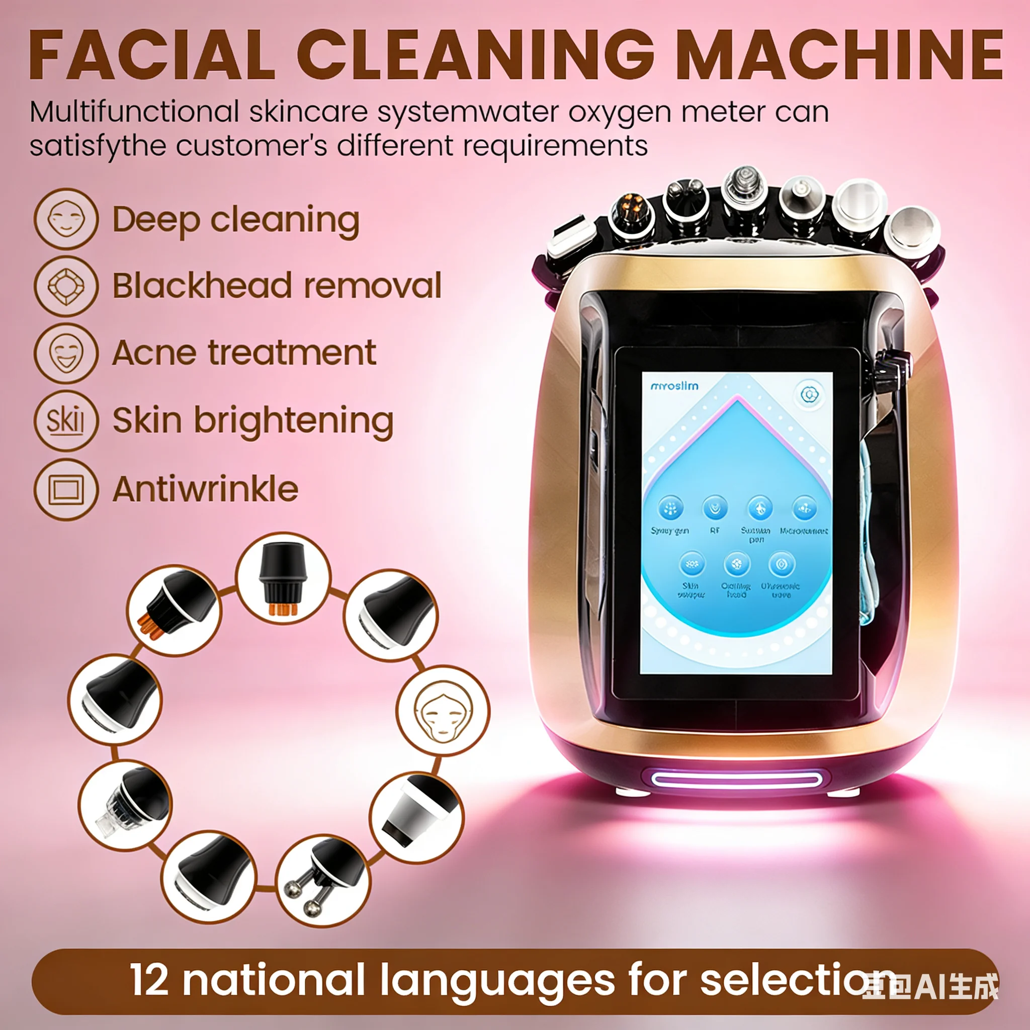 الذكية الجليد الأزرق 7 في 1 آلة تحليل بشرة الوجه بالموجات فوق الصوتية تجديد المياه اللوازم الطبية جهاز للعناية بالوجه #1