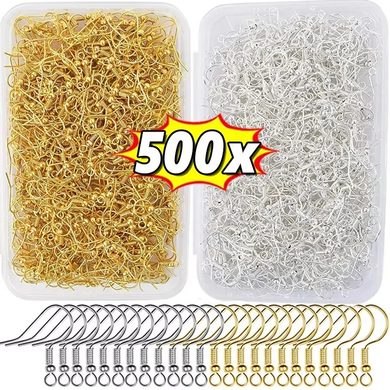 

100-500pcs Stainless Steel Earring Hooks DIY Gold Silver Ear Findings Clasps Making Earwire Jewelry Supplies Parts Accessories