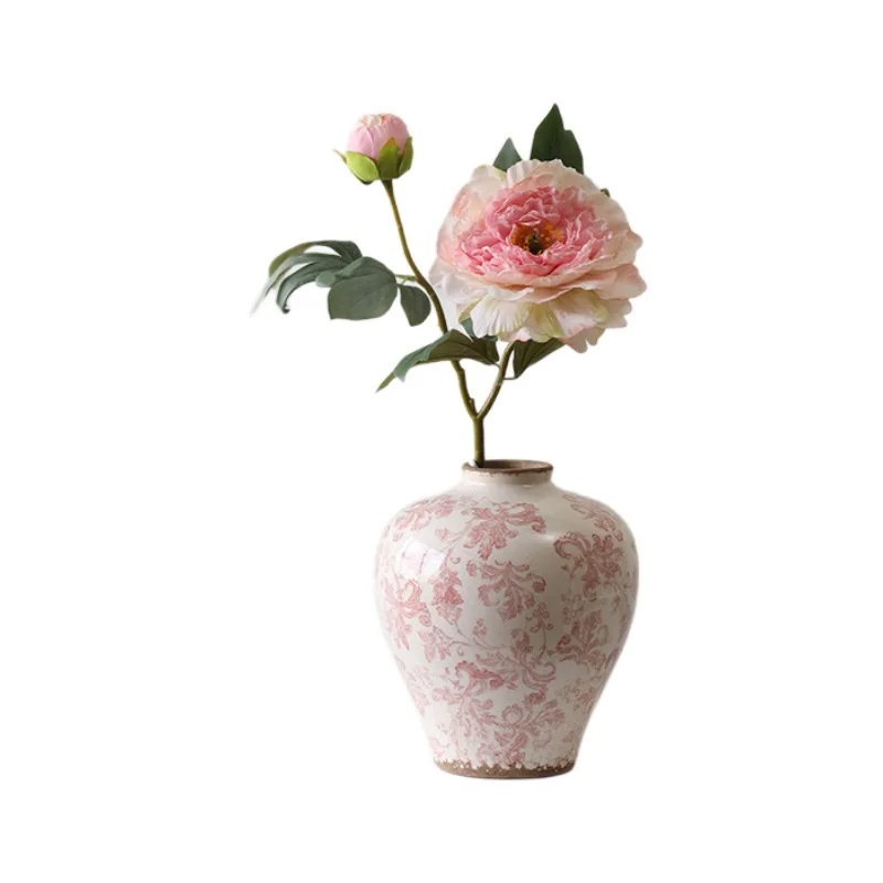 

Ancient Chinese blue and white porcelain fired cracked texture ceramic vase living room entrance decoration hotel model room