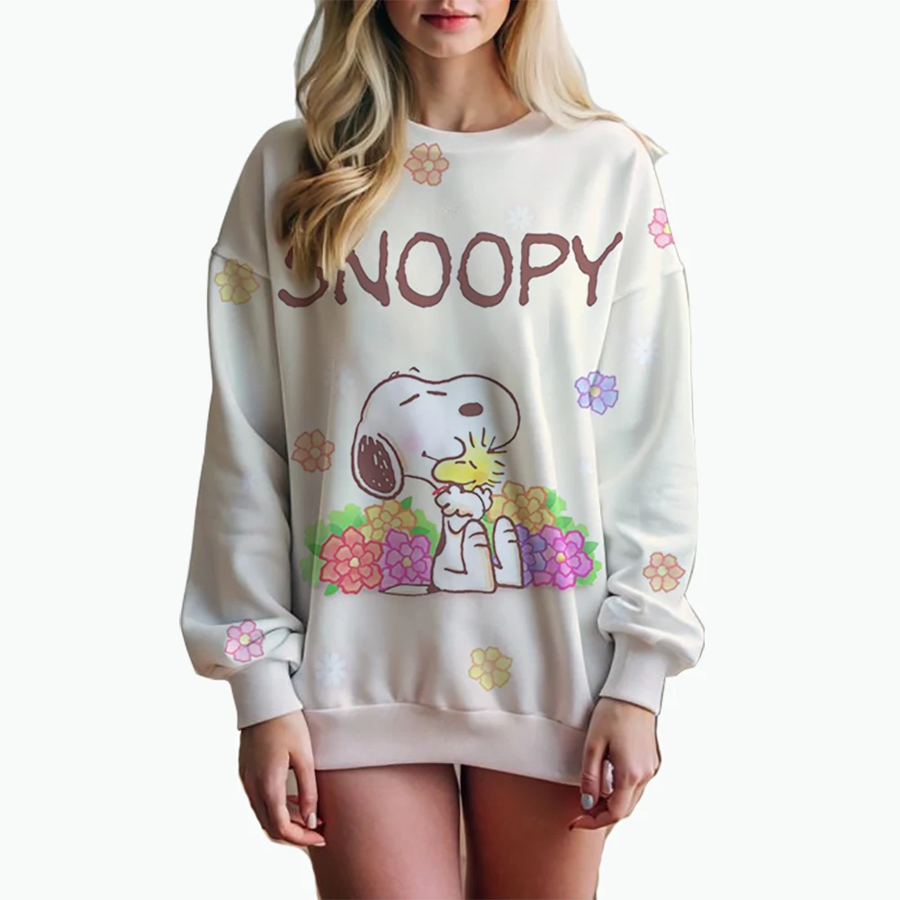 Woman\'s Hoodie New Autumn/Winter Fashion Y2K Snoopy cartoon print Sweatshirts Round Neck Coat Loose Long Sleeve Hatless Hoodie