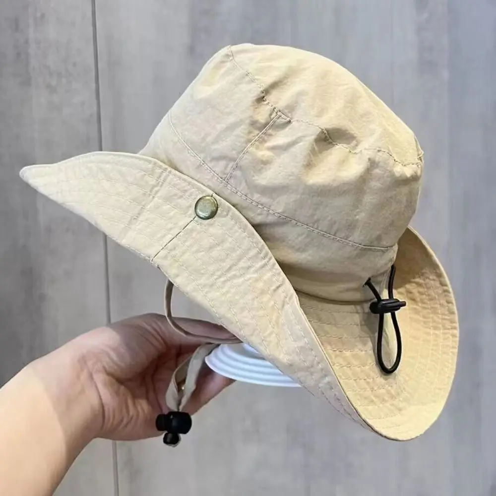 

Drawstring Candy Color Bucket Hat Quick-dry Anti-UV Children's Fishmen Hat Casual Korean Style Summer Sun Hat Boy/Girls