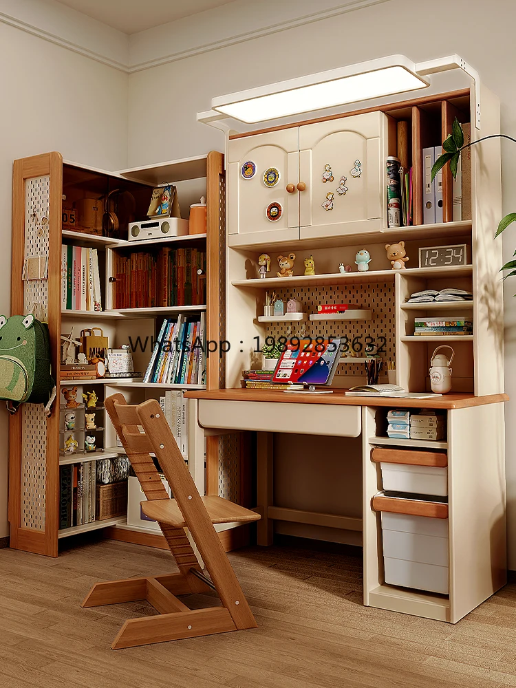 YFY Study  Desktop Computer  Solid Wood  Bookshelf Integrated  for Home Use Students