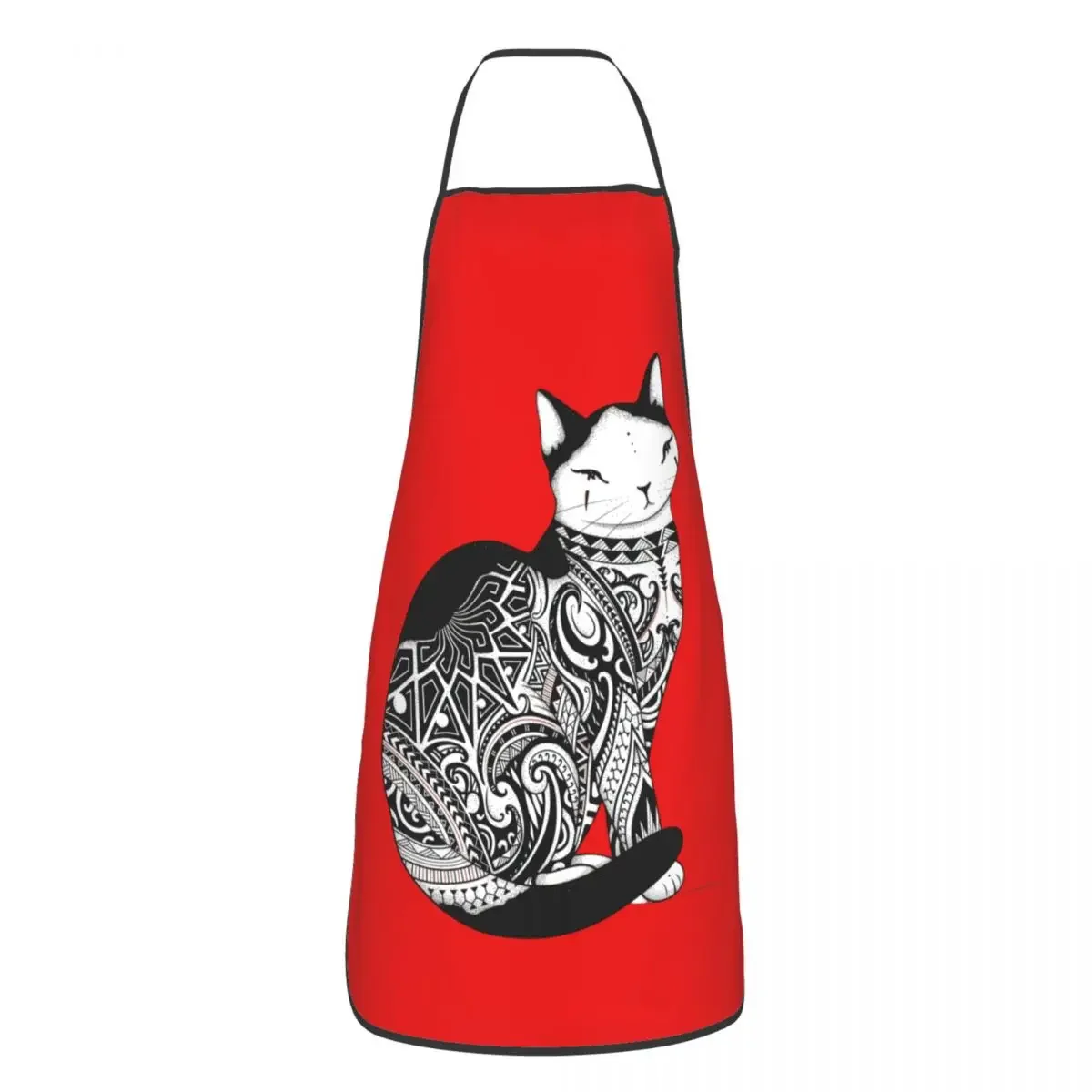 

Custom Unisex Cat In Tribal Tattoo Kitchen Chef Cooking Baking Apron Men Women Tablier Cuisine for Painting
