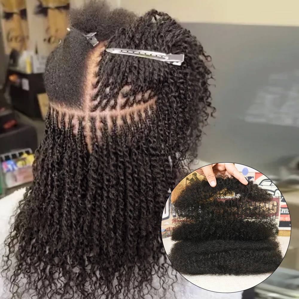 100% Virgin Human Hair Pre-Stretched Braiding Hair 4B4C Afro Kinky Twist Elastic Double Drawn Ends