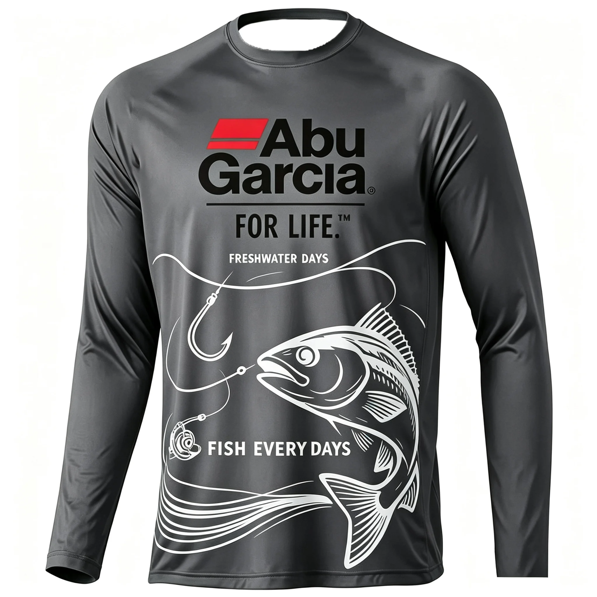 Herren Langarm-Angelhemd, lässiges Outdoor-Sportshirt mit Grafikdruck, Rundhals-Pullover, schnelltrocknendes T-Shirt – Detail 4