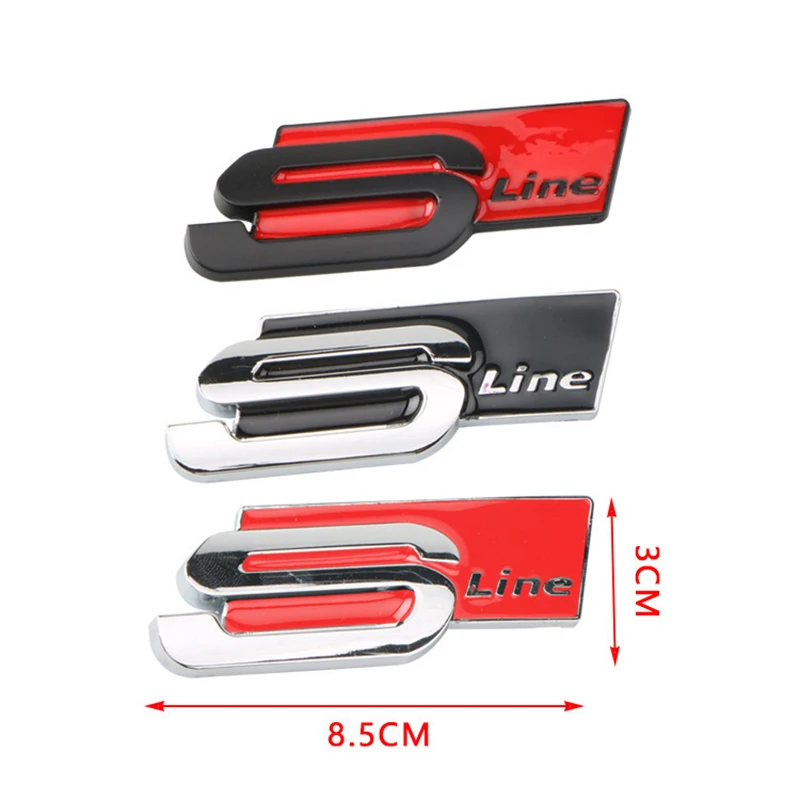 Car Metal S Line Logo Badge Emblems Decals Stic kers For Audi Sline A3 A4 A6 A8 Q3 Q5 Q7 Q8 S3 S4 S5 S6 S7 B6 B7 B8 B9 C5 C6 C7