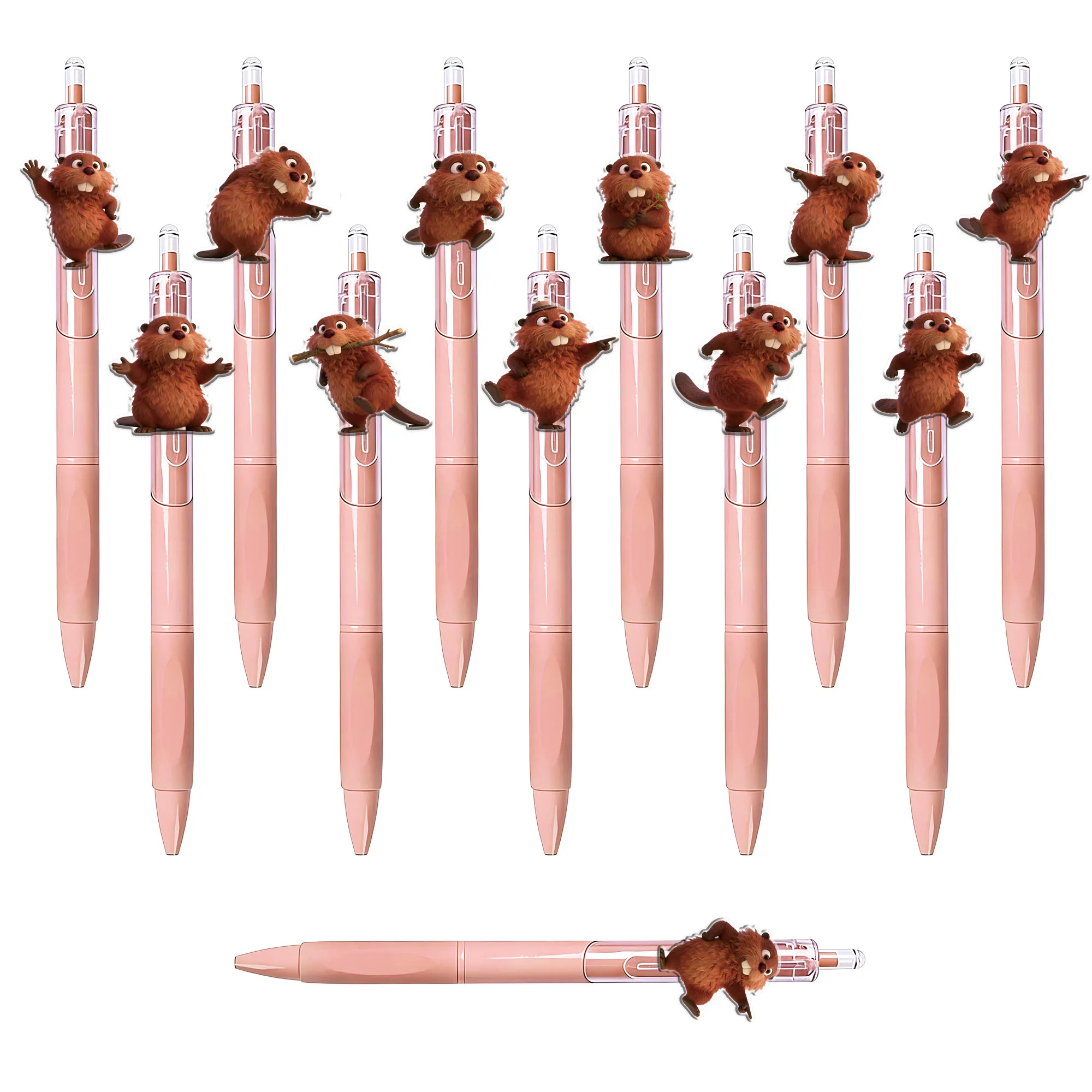 

12pcs funny beaver themed ballpoint pen builder beaver series gift pen suitable for student writing as a gift