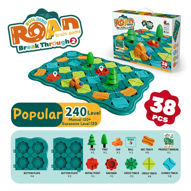 

Montessori Board Game Road Building Educational Logic Toy for Kids 360 Challenges Brain Amusing Puzzles for Kids Birthday Gift